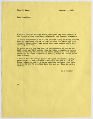[Letter from I. H. Kempner to Thomas L. James, December 11, 1954]