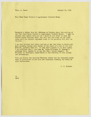 [Letter from Isaac Herbert Kempner to Thomas Leroy James, January 16, 1954]