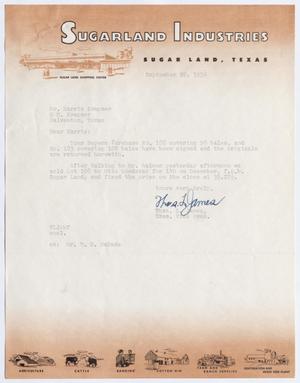 [Letter from Thomas L. James to Harris Kempner, September 29, 1954]