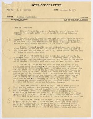 [Letter from Thomas L. James to I. H. Kempner, October 6, 1954]