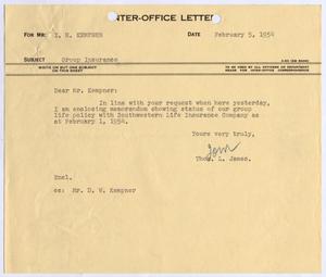 [Letter from Thomas L. James to I. H. Kempner, February 5, 1954]