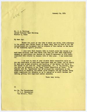 [Letter from Isaac Herbert Kempner to Jay A. Phillips, January 14, 1954]
