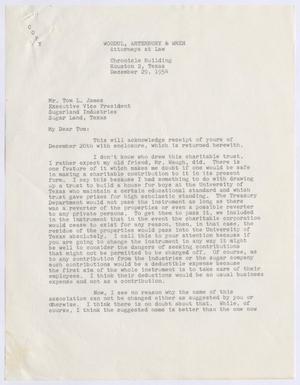 [Letter from Walter F. Woodul to Thomas L. James, December 29, 1954]