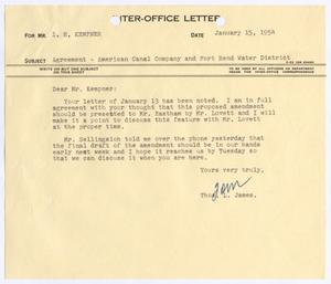 [Letter from Thomas Leroy James to Isaac Herbert Kempner, January 15, 1954]