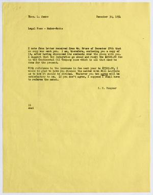 [Letter from I. H. Kempner to Thomas L. James, December 30, 1954]