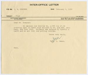 [Letter from Thomas Leroy James to I. H. Kempner, February 4, 1954]