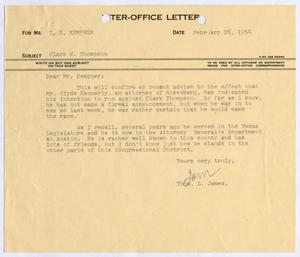 [Letter from Thomas L. James to I. H. Kempner, February 26, 1954]
