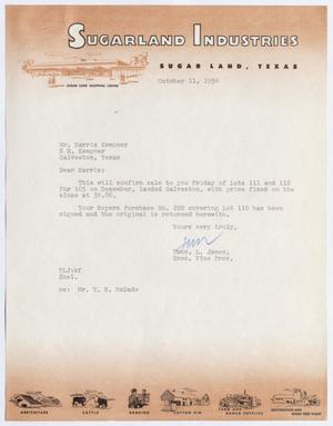 [Letter from Thomas L. James to Harris Kempner, October 11, 1954]