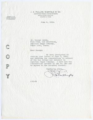 [Letter from Jay A. Phillips to George Andre, June 8, 1954]
