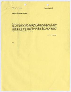 [Letter from Isaac Herbert Kempner to Thomas Leroy James, March 4, 1954]