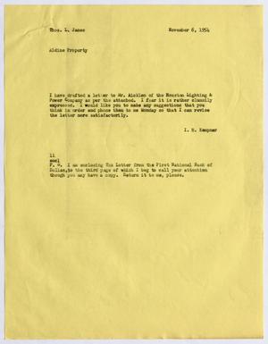 [Letter from I. H. Kempner to Thomas L. James, November 6, 1954]