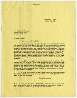 [Letter from Isaac Herbert Kempner to Walter F. Woodul, October 2 ,1954]