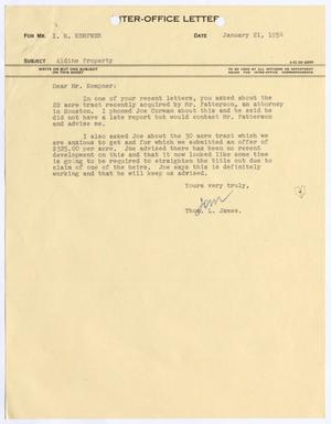 [Letter from Thomas L. James to I. H. Kempner, January 21, 1954]