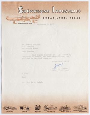 [Letter from Thomas L. James to Harris Kempner, September 7, 1954]