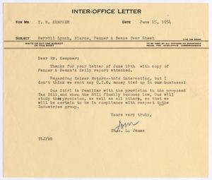 [Letter from Thomas Leroy James to Isaac Herbert Kempner, June 15, 1954]