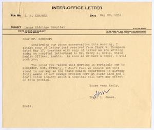 [Letter from Thomas Leroy James to Isaac Herbert Kempner, May 20, 1954]