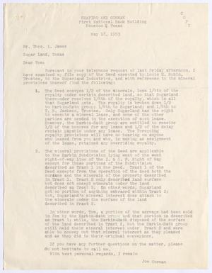 [Letter from Joe Corman to Thomas L. James, May 18, 1954]