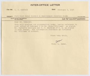 [Letter from Thomas Leroy James to Isaac Herbert Kempner, February 3, 1954]