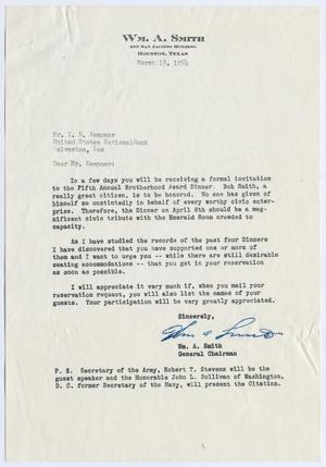 [Letter from William A. Smith to I. H. Kempner, March 18, 1954]