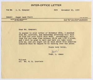 [Letter from Thomas L. James to I. H. Kempner, November 29, 1954]