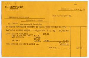 [Invoice for Sugarland Industries, August 27, 1954]