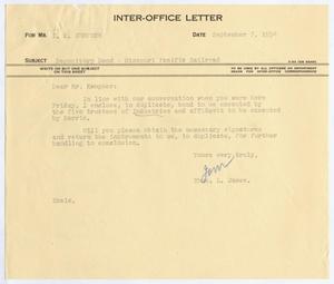 [Letter from Thomas Leroy James to Isaac Herbert Kempner, September 7, 1954]
