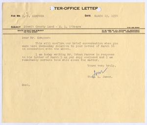 [Letter from Thomas L. James to I. H. Kempner, March 19, 1954]
