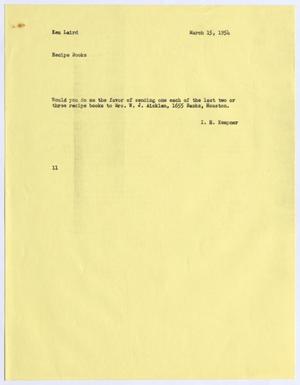 [Letter from I. H. Kempner to Ken Laird, March 15, 1954]