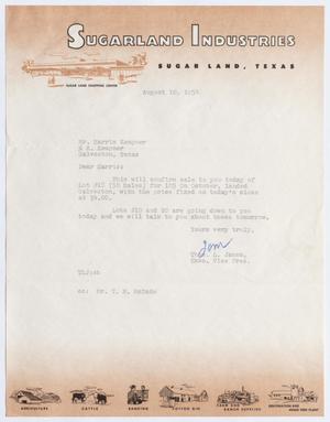 [Letter from Thomas L. James to Harris Kempner, August 10, 1954]