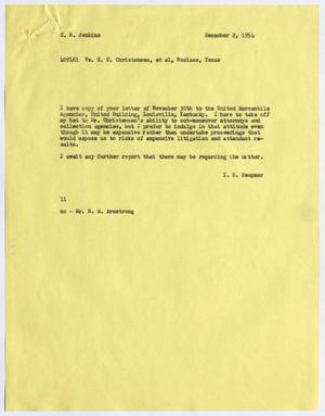 [Letter from I. H. Kempner to C. H. Jenkins, December 2, 1954]