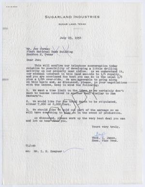 [Letter from Thomas L. James to Joe Corman, July 23, 1954]