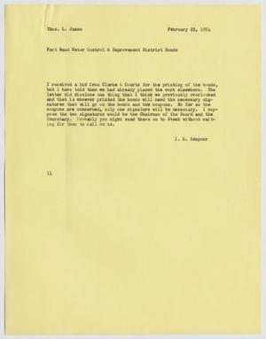 [Letter from Isaac Herbert Kempner to Thomas Leroy James, February 22, 1954]