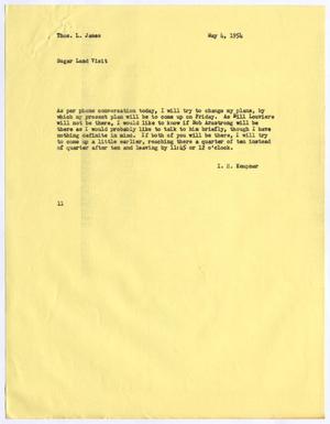 [Letter from I. H. Kempner to Thomas L. James, May 4, 1954]