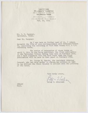 [Letter from Bryan F. Williams to I. H. Kempner, February 25, 1954]