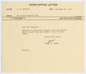 [Letter from Thomas Leroy James to Isaac Herbert Kempner, December 20, 1954]