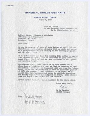 [Letter from C. H. Jenkins to Kelley, Looney, McLean & Littleton, April 8, 1954]