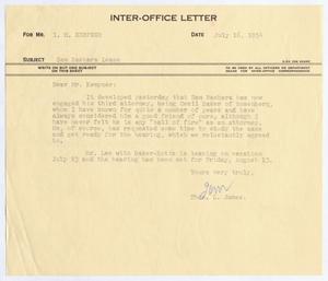 [Letter from Thomas Leroy James to Isaac Herbert Kempner, July 16, 1954]