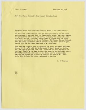 [Letter from I. H. Kempner to Thomas L. James, February 20, 1954]