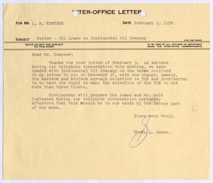 [Letter from Thomas L. James to I. H. Kempner, February 9, 1954]