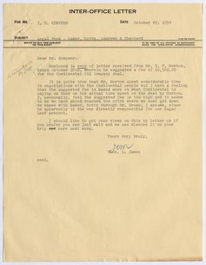 [Letter from Thomas L. James to I. H. Kempner, October 29, 1954]