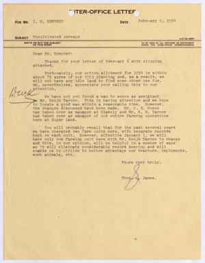 [Letter from Thomas L. James to I. H. Kempner, February 9, 1954]