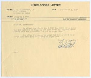 [Letter from Gus A. Stirl to A. H. Blackshear, Isaac Herbert Kempner, September 3, 1954]