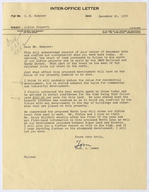 [Letter from Thomas L. James to I. H. Kempner, December 21, 1954]