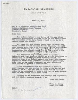 [Letter from Thomas L. James to W. B. Thornton, March 18, 1954]