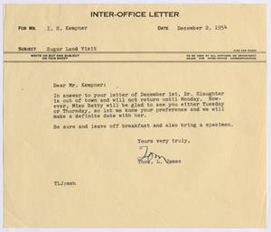 [Letter from Thomas L. James to I. H. Kempner, December 2, 1954]