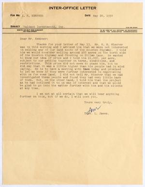 [Letter from Thomas Leroy James to Isaac Herbert Kempner, May 20, 1954]