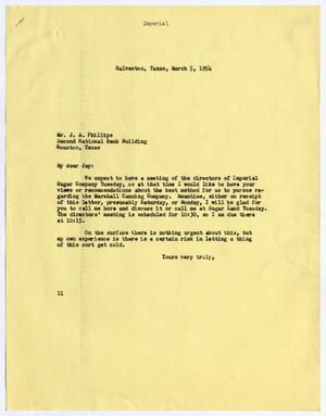 [Letter from Isaac Herbert Kempner to Jay A. Phillips, March 5, 1954]