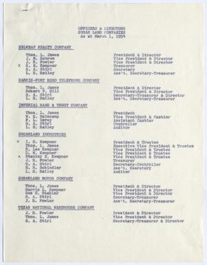 [Officers & Directors Report, March 1, 1954]