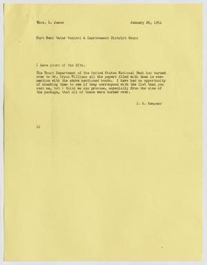 [Letter from I. H. Kempner to Thomas L. James, January 26, 1954]