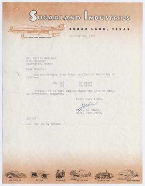 [Letter from Thomas L. James to Harris Kempner, October 25, 1954]